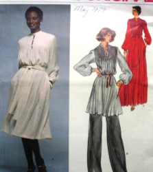 1567 VOGUE CHRISTIAN DIOR TUCK LS DRESS LENGTHS, TUNIC, SASH, PANTS PATTERN 12, 10; 8 CHOICE